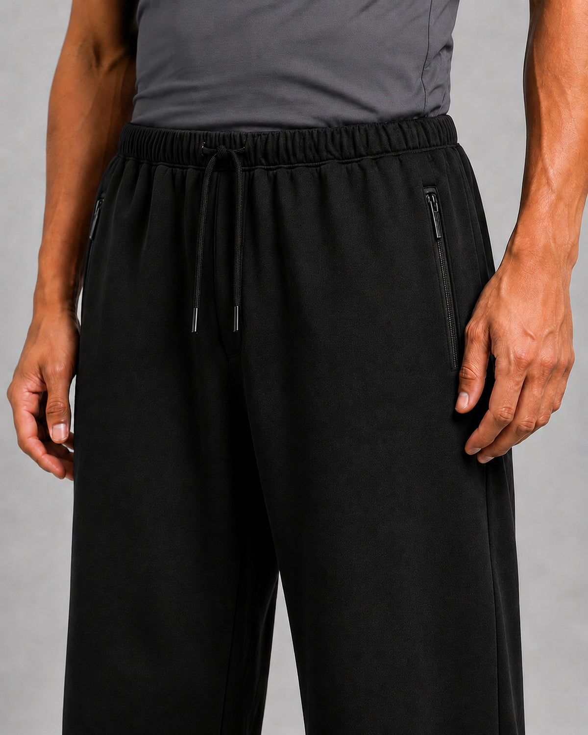 Afterhours Relaxed Joggers Onyx — waistband, zip pockets and fabric detail