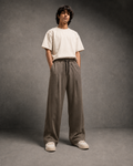 UpClothing Seoul Pleat Wide-Leg Joggers in Mocha front view
