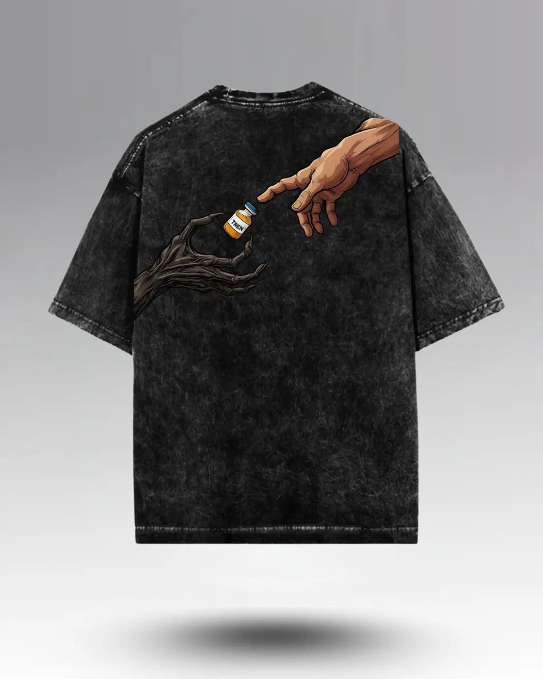 Tren Mode Onyx oversized acid-wash T-shirt — back graphic product view