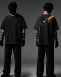 Tren Mode Onyx oversized acid-wash T-shirt — front and back model view
