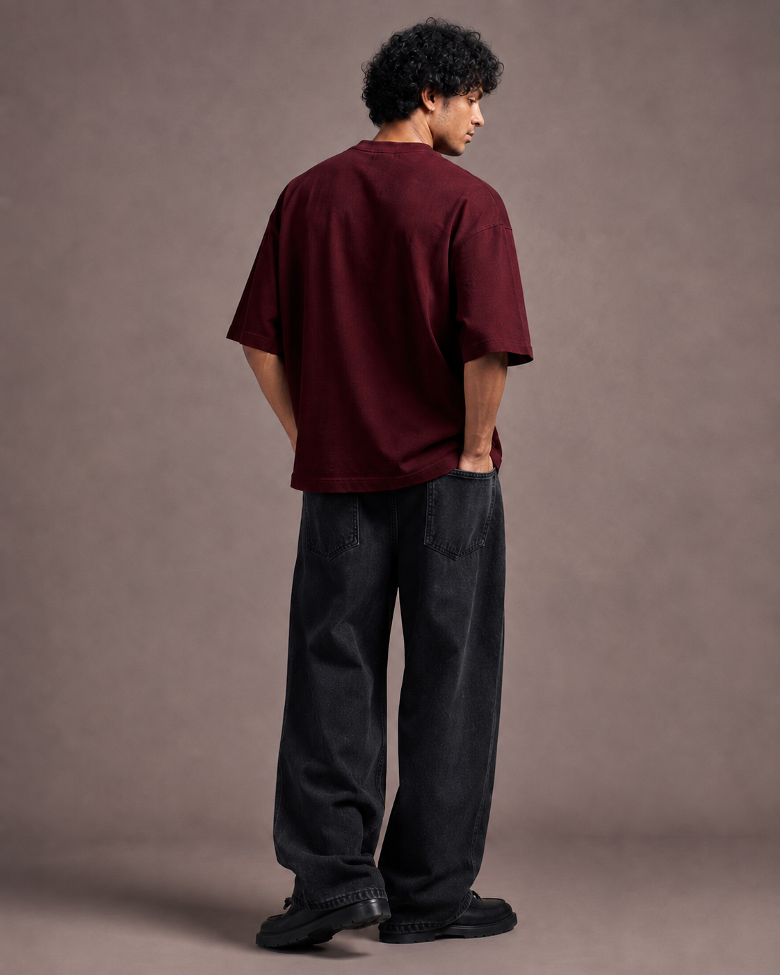 UpClothing Core 240 Cherry Cola heavyweight oversized T-shirt — premium back model view