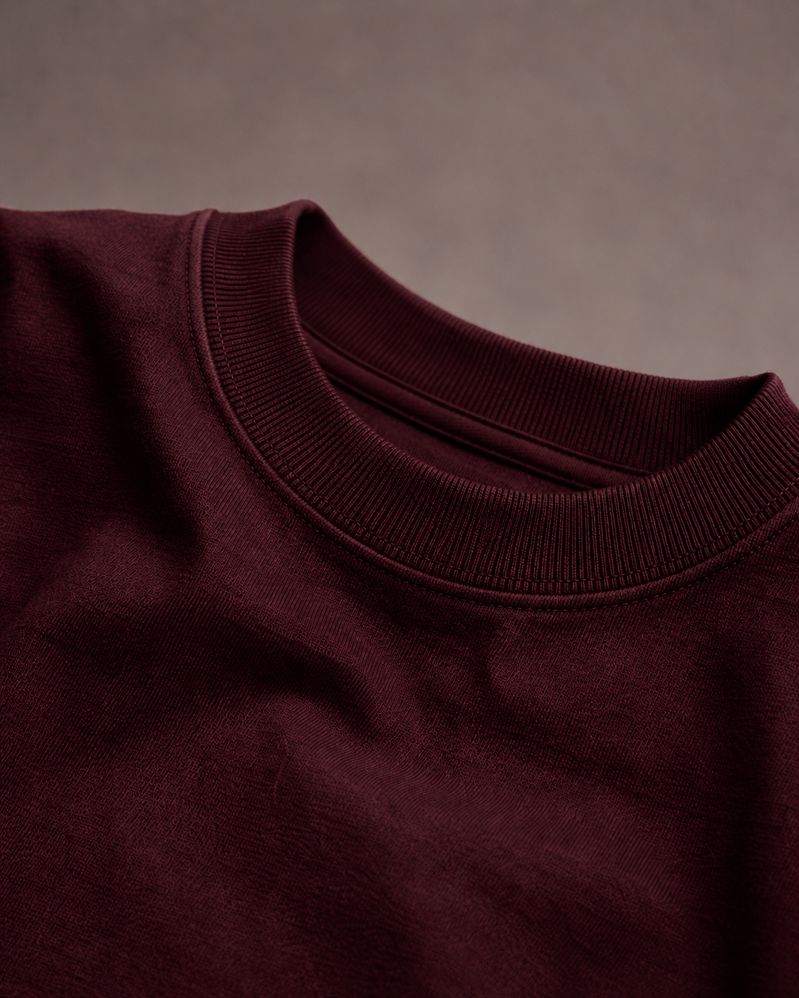 UpClothing Core 240 Cherry Cola heavyweight oversized T-shirt — ribbed collar detail