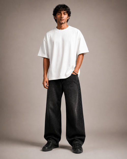 UpClothing Core 240 Cloud white heavyweight oversized T-shirt — premium front hero