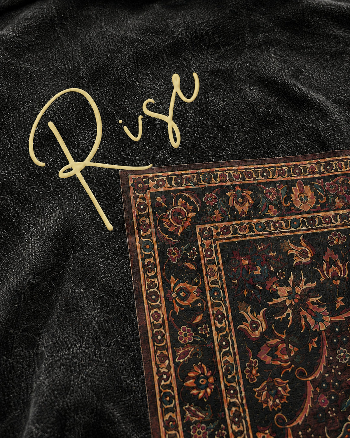 UpClothing Hope Archive 240 Onyx — Rise puff-print and rug graphic macro detail