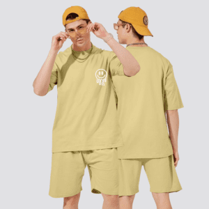 Beige premium printed co-ord for men