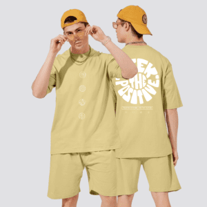 Beige premium printed co-ord for men