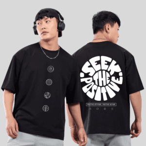 Seek positive black oversized printed t-shirt