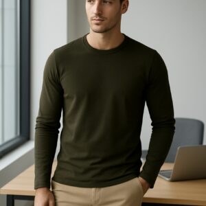Plain Olive T-shirt for men, Full Sleeve tshirt, Cotton full sleeve tshirt for men