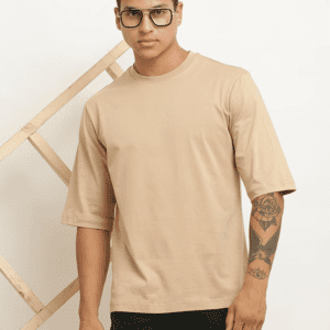 Beige Oversized Plain T-shirt