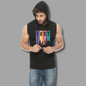 Lost printed hood vest for men