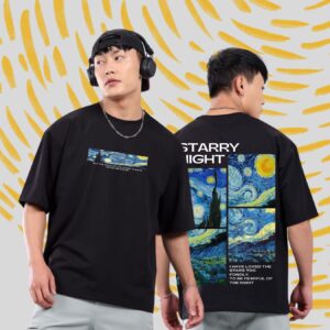 Van Gogh Starry Night printed oversized t-shirt